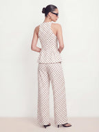 Polka Dot Halter Two Piece Pant Set