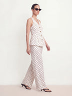 Polka Dot Halter Two Piece Pant Set