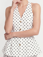 Polka Dot Halter Two Piece Pant Set