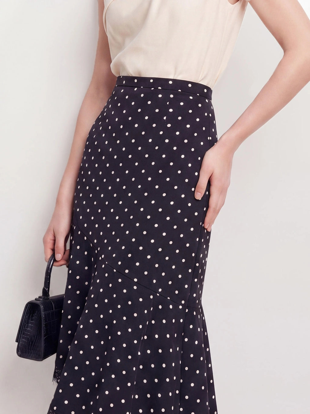 Polka Dot Lace Asymmetric Skirt