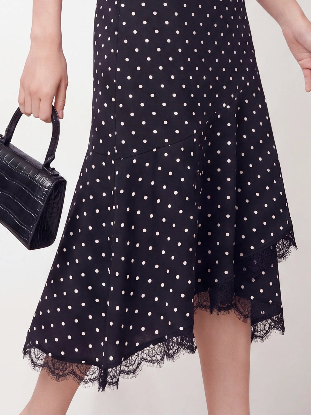 Polka Dot Lace Asymmetric Skirt
