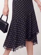 Polka Dot Lace Asymmetric Skirt