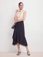 Polka Dot Lace Asymmetric Skirt