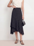Polka Dot Lace Asymmetric Skirt