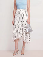Polka Dot Lace Asymmetric Skirt