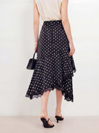 Polka Dot Lace Asymmetric Skirt