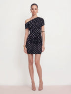 Polka Dot One Shoulder Mini Dress