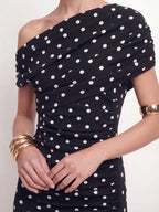 Polka Dot One Shoulder Mini Dress