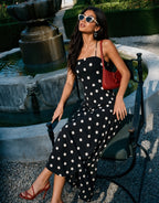 Polka Dot Backless Halter Maxi Dress