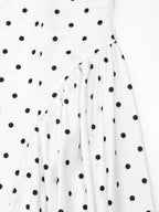 Vintage Polka Dot Ruched Midi Dress