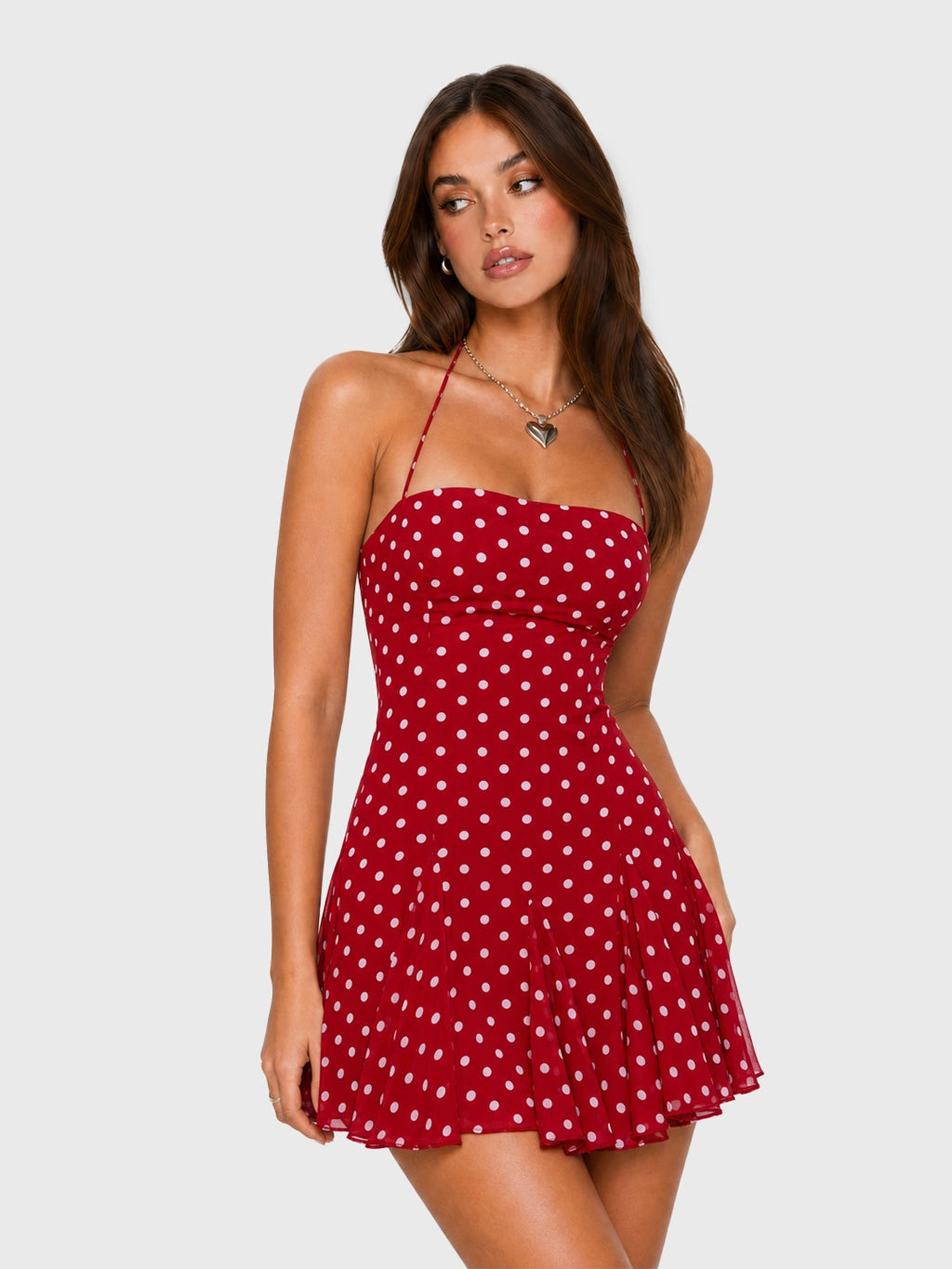 Polka Dot Halter Neck Mini Dress