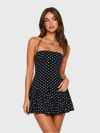 Polka Dot Halter Neck Mini Dress