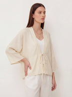 Ramie Tie-Front Lightweight Cardigan