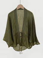 Ramie Tie-Front Lightweight Cardigan