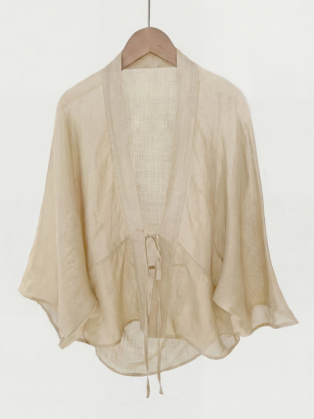 Ramie Tie-Front Lightweight Cardigan