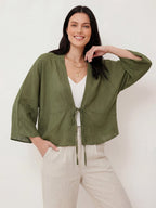 Ramie Tie-Front Lightweight Cardigan