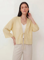 Ramie Tie-Front Lightweight Cardigan