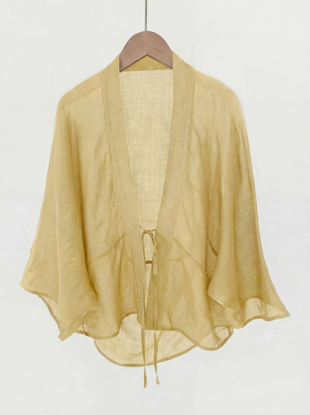 Ramie Tie-Front Lightweight Cardigan