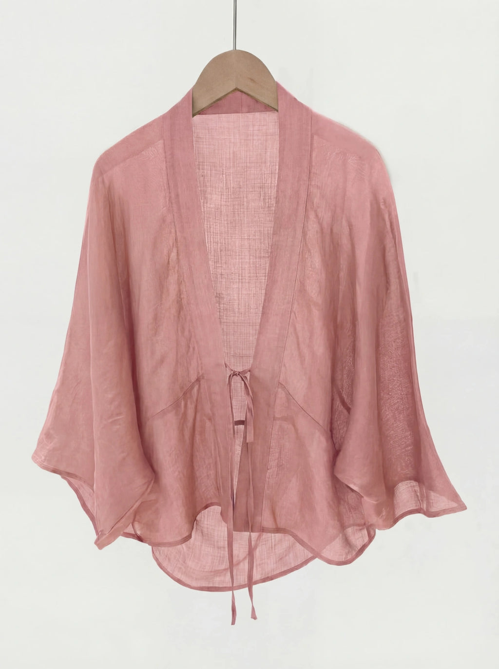 Ramie Tie-Front Lightweight Cardigan