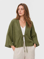 Ramie Tie-Front Lightweight Cardigan