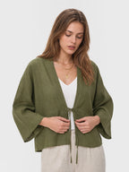 Ramie Tie-Front Lightweight Cardigan