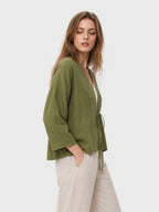 Ramie Tie-Front Lightweight Cardigan