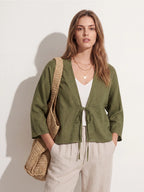 Ramie Tie-Front Lightweight Cardigan