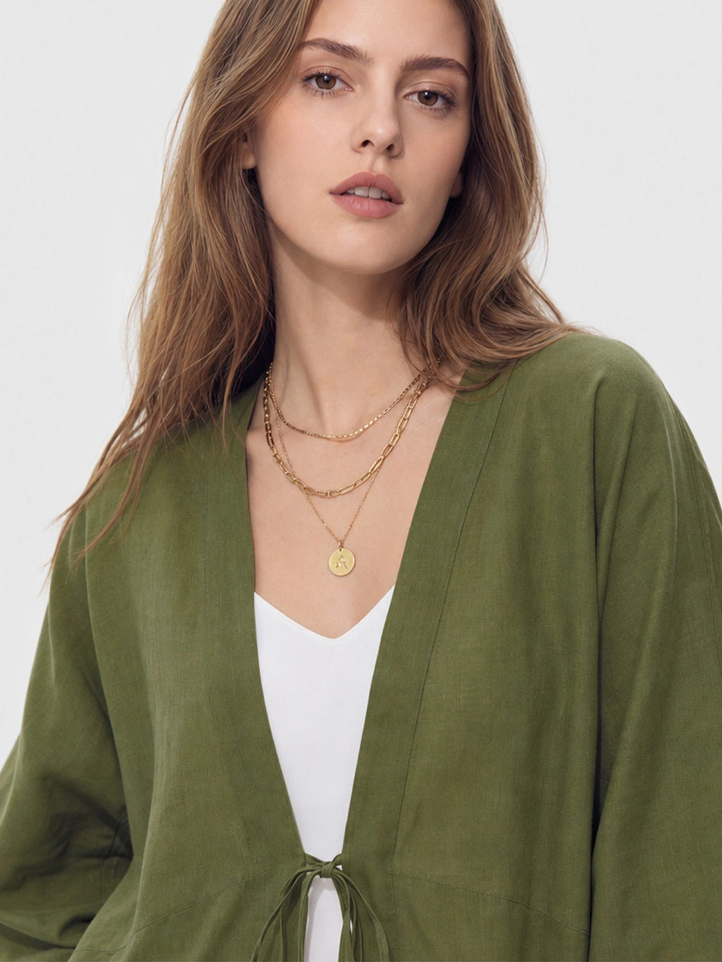 Ramie Tie-Front Lightweight Cardigan