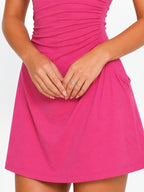 Retro Square Neck Pocket Tennis Mini Dress