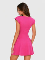 Retro Square Neck Pocket Tennis Mini Dress
