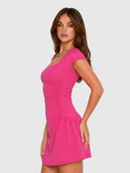 Retro Square Neck Pocket Tennis Mini Dress