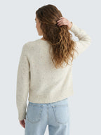 Relaxed Fit Cropped Ribbed Long Sleeve Sweater