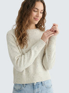 Relaxed Fit Cropped Ribbed Long Sleeve Sweater