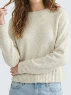 Relaxed Fit Cropped Ribbed Long Sleeve Sweater