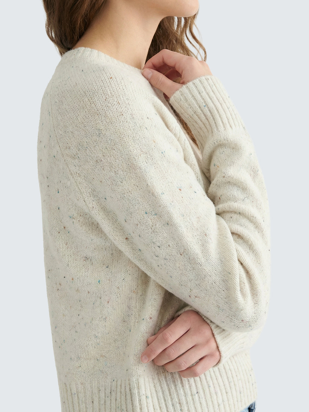 Relaxed Fit Cropped Ribbed Long Sleeve Sweater