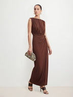 Ruched Metal Detail Maxi Dress
