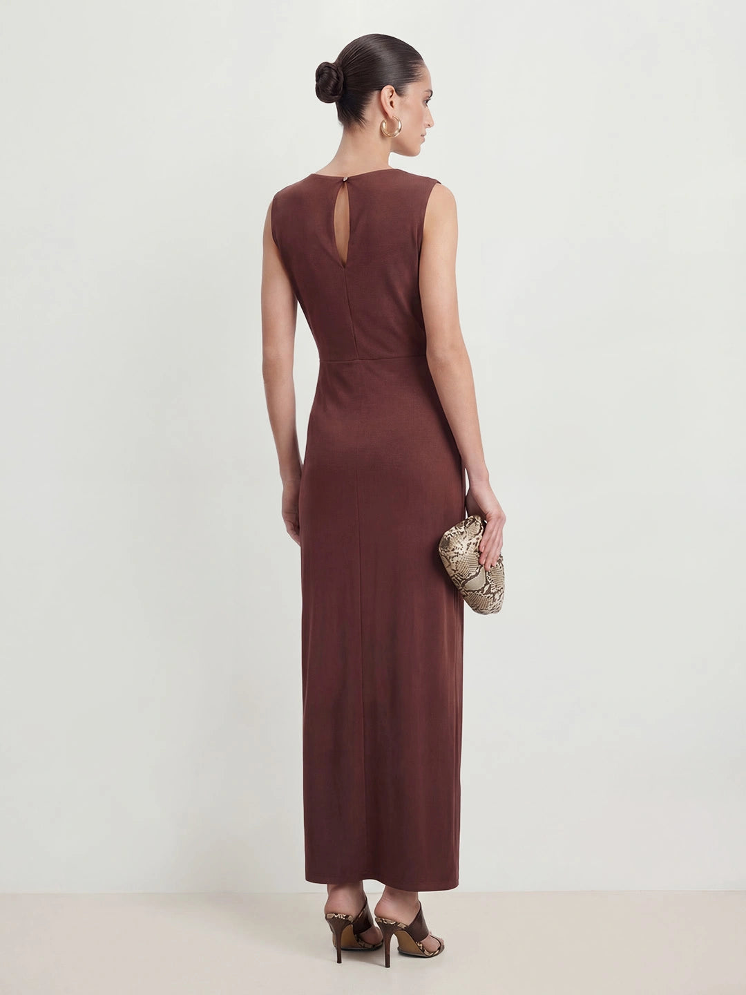 Ruched Metal Detail Maxi Dress