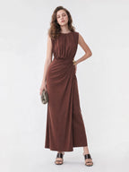 Ruched Metal Detail Maxi Dress