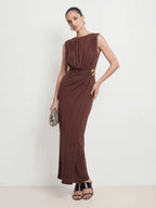 Ruched Metal Detail Maxi Dress