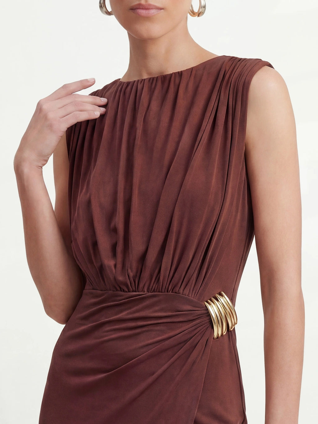 Ruched Metal Detail Maxi Dress