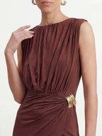Ruched Metal Detail Maxi Dress