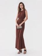 Ruched Metal Detail Maxi Dress