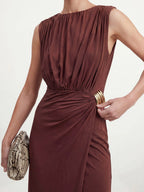 Ruched Metal Detail Maxi Dress