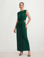 Ruched Metal Detail Maxi Dress