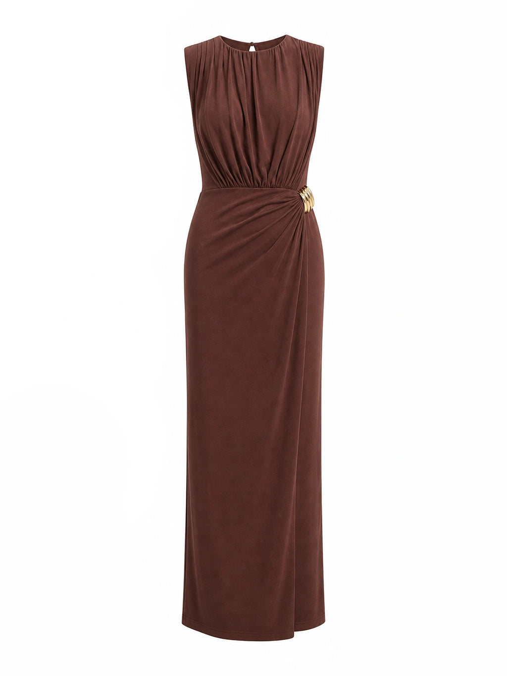 Ruched Metal Detail Maxi Dress