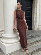 Ruched Metal Detail Maxi Dress