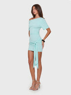 Ruched Tie Detail Off-Shoulder Mini Dress
