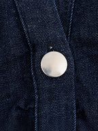 Ruched Waist Button-Down Denim Midi Dress