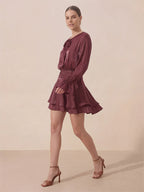 Valentine's Day Exclusive -Ruched Waist Ruffle Mini Dress