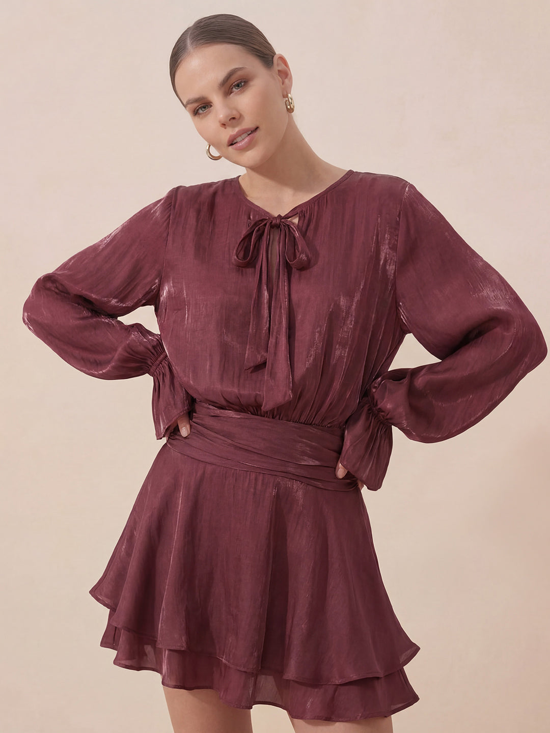 Valentine's Day Exclusive -Ruched Waist Ruffle Mini Dress Secondary image